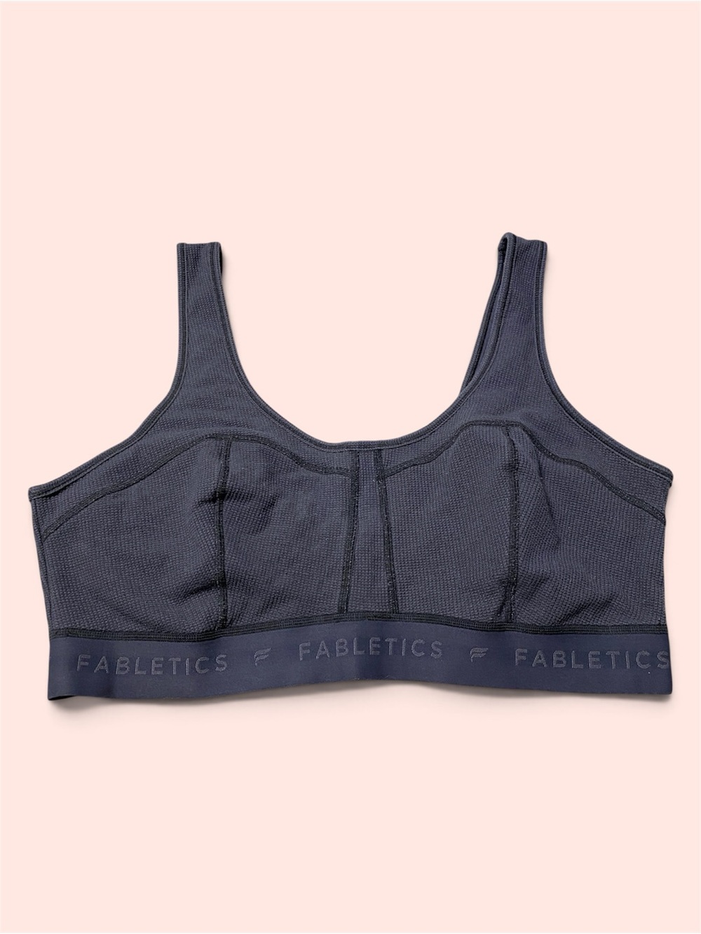 Fabletics Waffle Knit Bra in Charcoal Gray, Size XXL